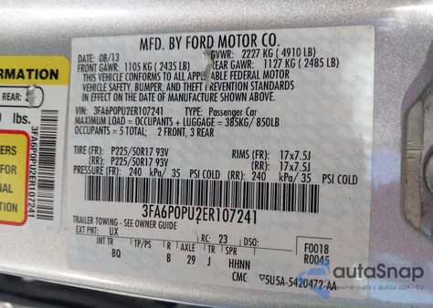 2014 Ford Fusion Energi Se Luxury z USA, uszkodzony, nr VIN 3FA6P0PU2ER107241